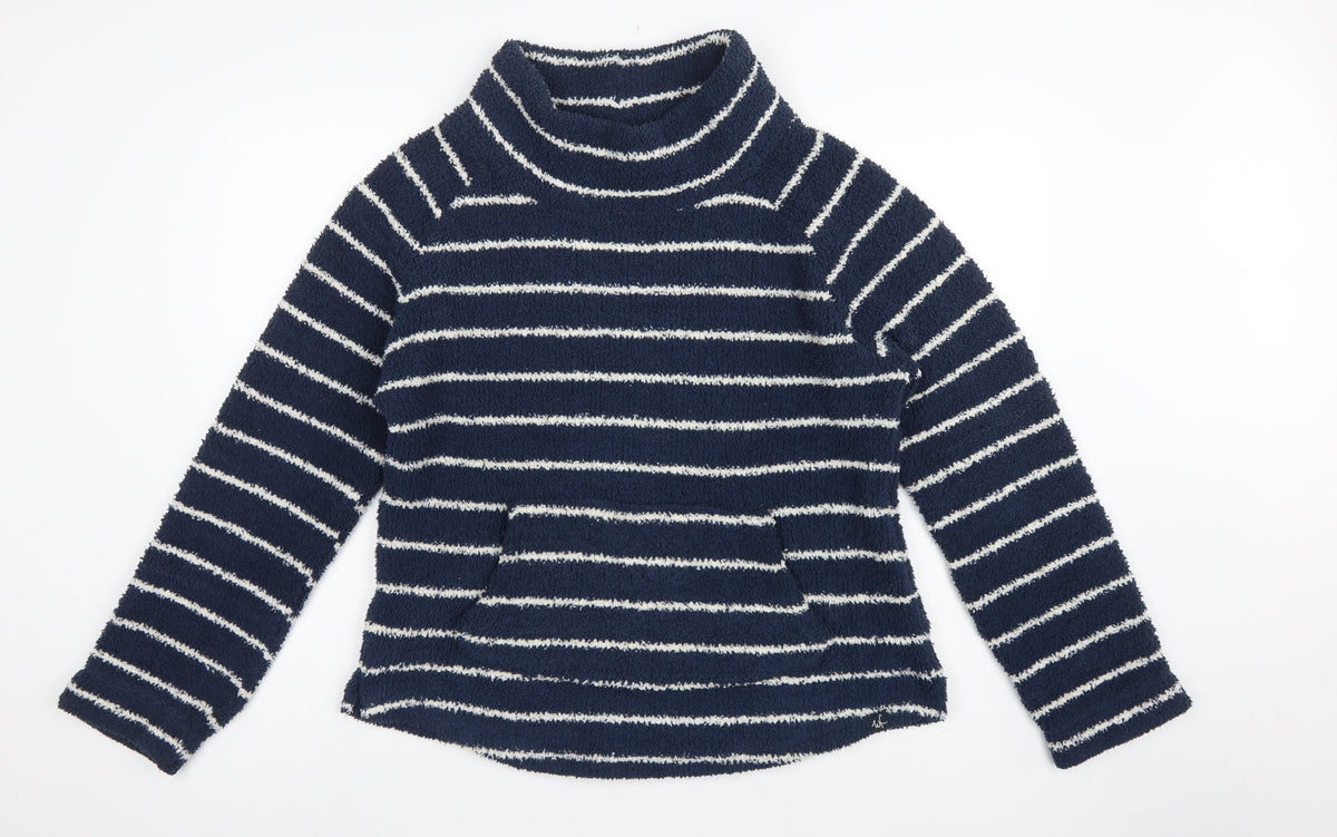 Weird Fish Women’s Blue Stripe Fleece Pullover Sweatshirt UK 16 Pockets