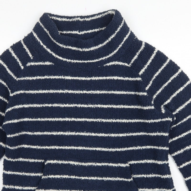 Weird Fish Women’s Blue Stripe Fleece Pullover Sweatshirt UK 16 Pockets