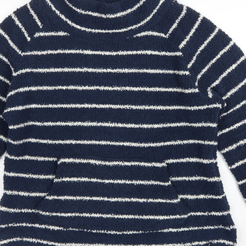 Weird Fish Women’s Blue Stripe Fleece Pullover Sweatshirt UK 16 Pockets
