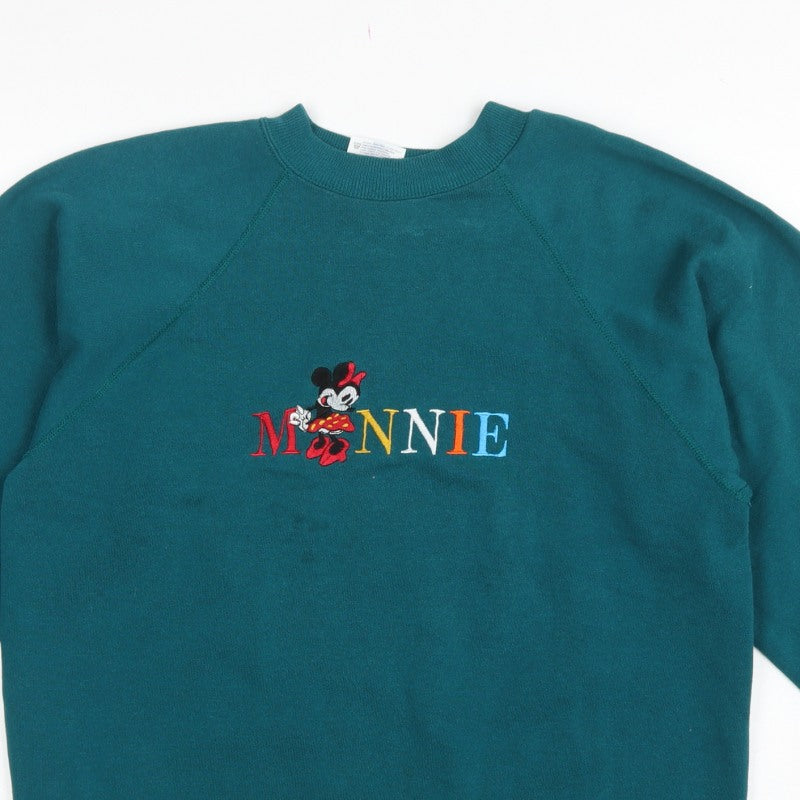 Hanes Women’s Green L Minnie Embroidered Crew Neck Sweatshirt