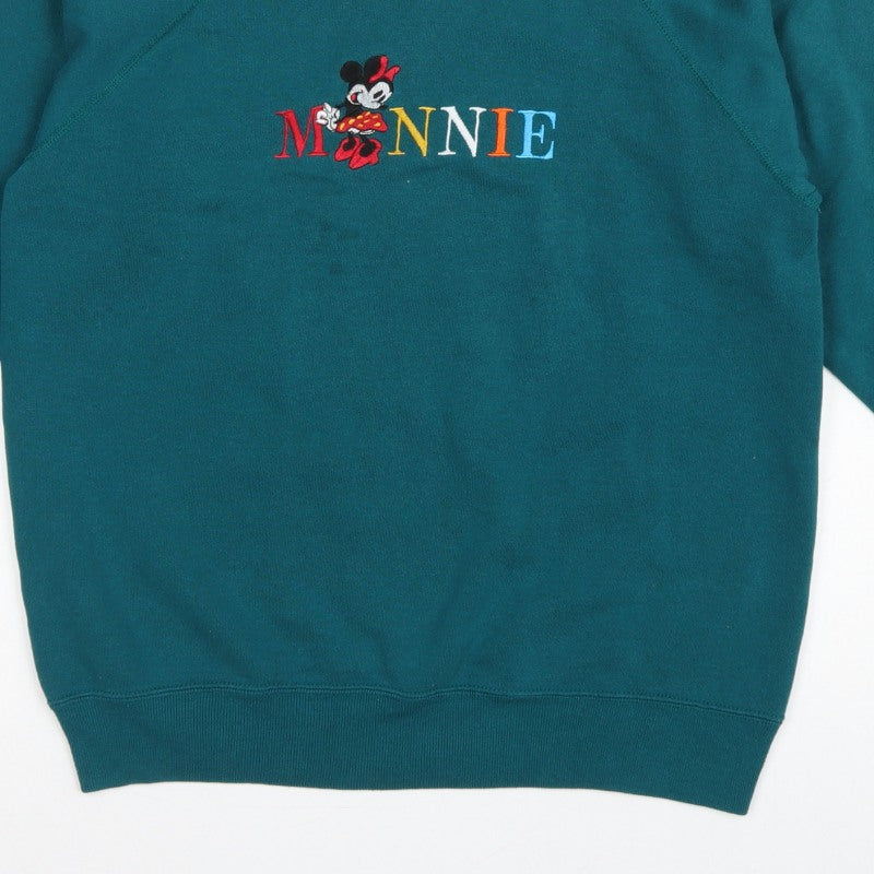 Hanes Women’s Green L Minnie Embroidered Crew Neck Sweatshirt