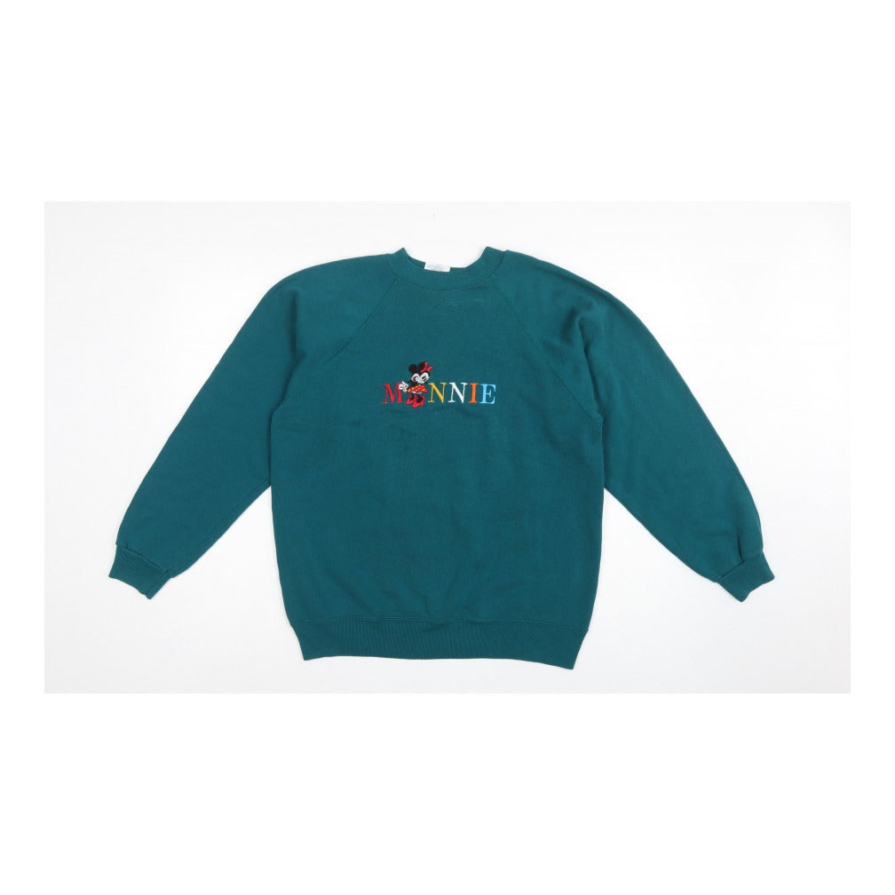 Hanes Women’s Green L Minnie Embroidered Crew Neck Sweatshirt