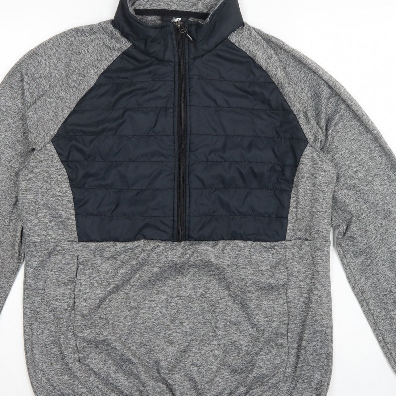 New Balance Men’s Grey L Quilted 1/2 Zip High Neck Sweatshirt