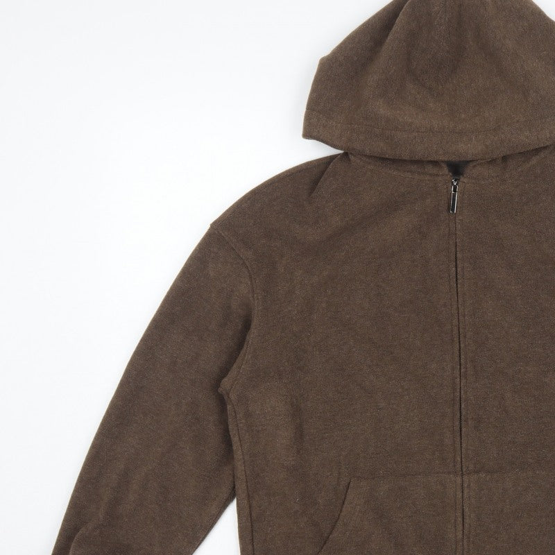 Mulvan Women’s Brown S Full Zip Hooded Fleece Hoodie Pockets