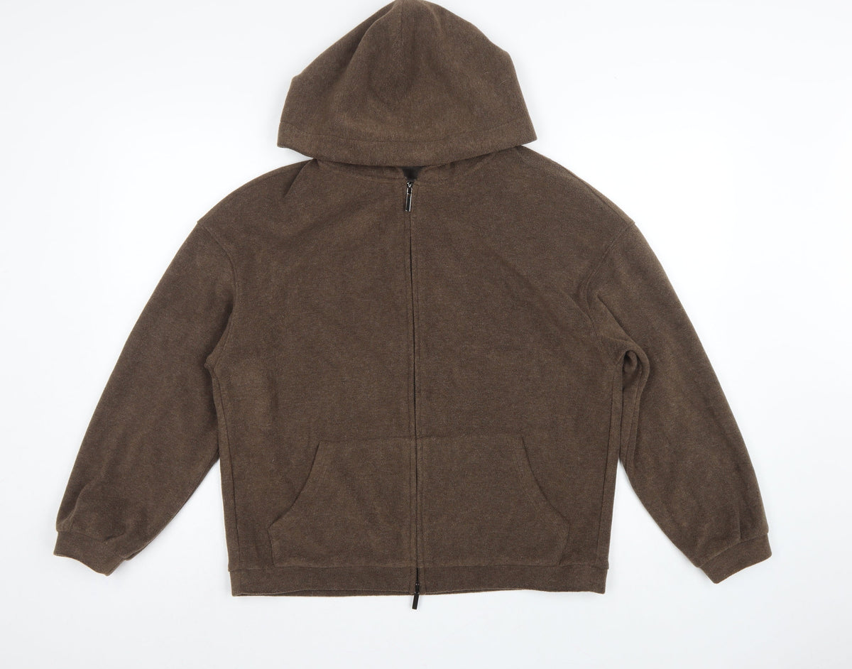 Mulvan Women’s Brown S Full Zip Hooded Fleece Hoodie Pockets