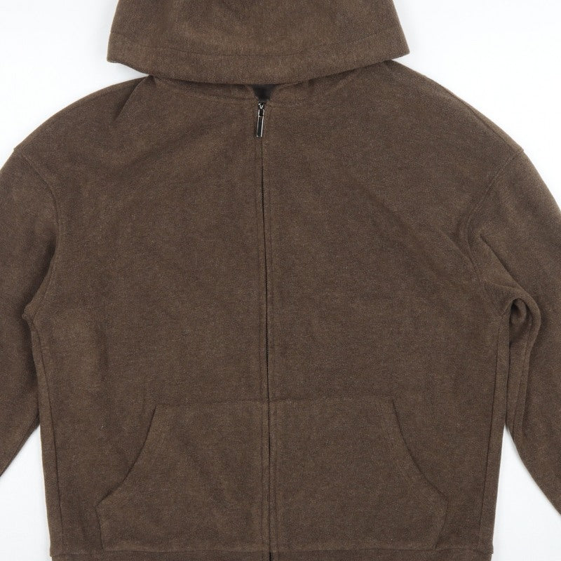 Mulvan Women’s Brown S Full Zip Hooded Fleece Hoodie Pockets