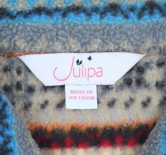 Julipa Women Multicoloured UK 12/14 Fair Isle Fleece Full Zip Jacket