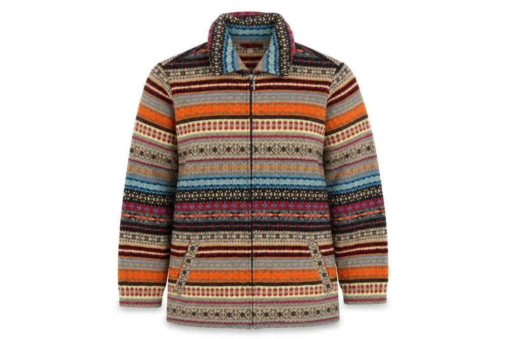 Julipa Women Multicoloured UK 12/14 Fair Isle Fleece Full Zip Jacket
