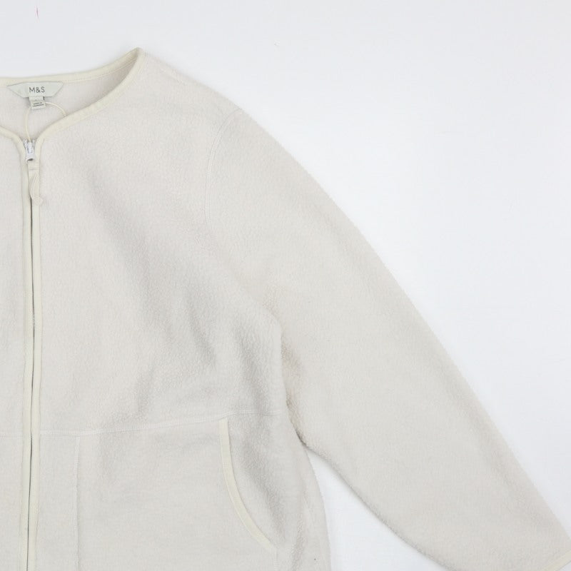 Marks and Spencer Women Ivory L Regular Fleece Full Zip Jacket