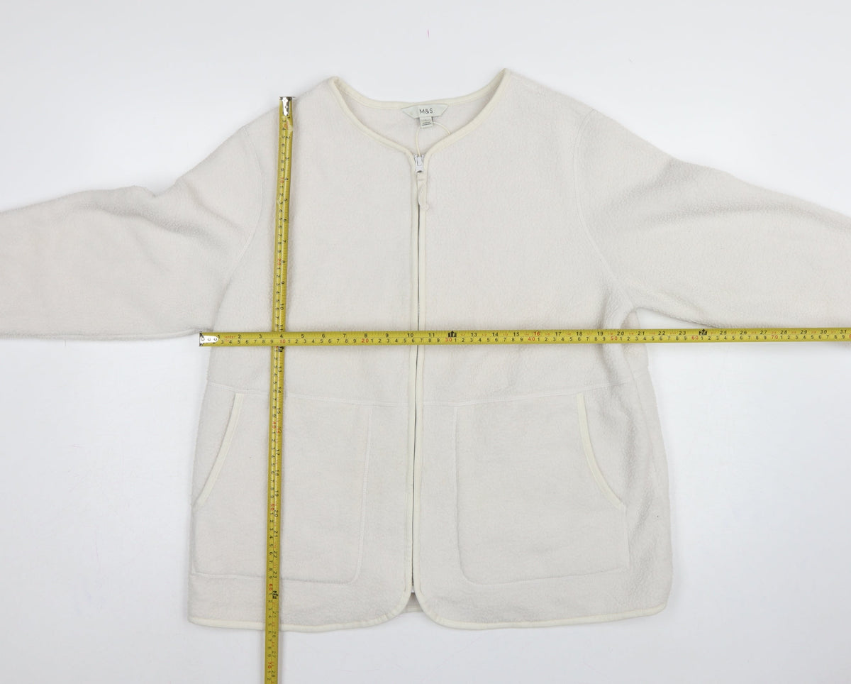 Marks and Spencer Women Ivory L Regular Fleece Full Zip Jacket