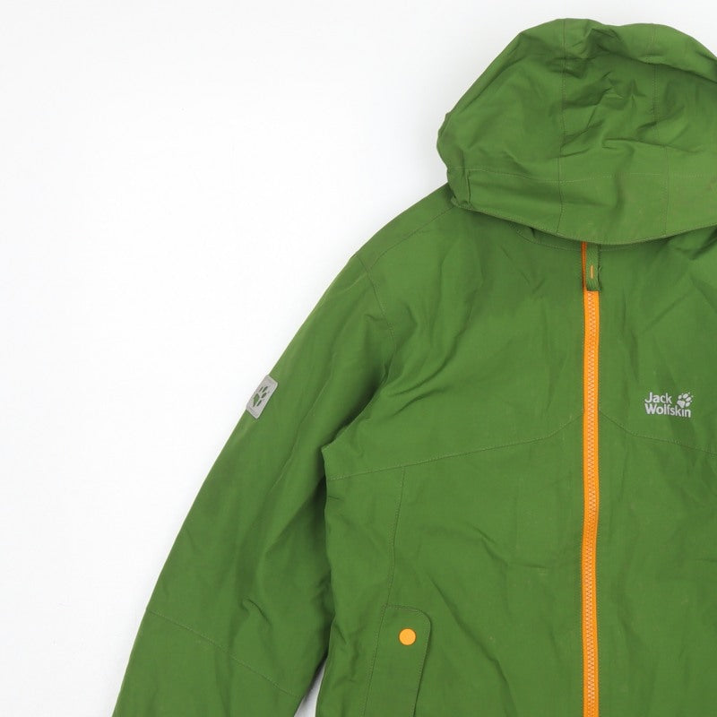 Jack Wolfskin Boys Green Hooded Jacket UK 9-10 Years Fleece Lined