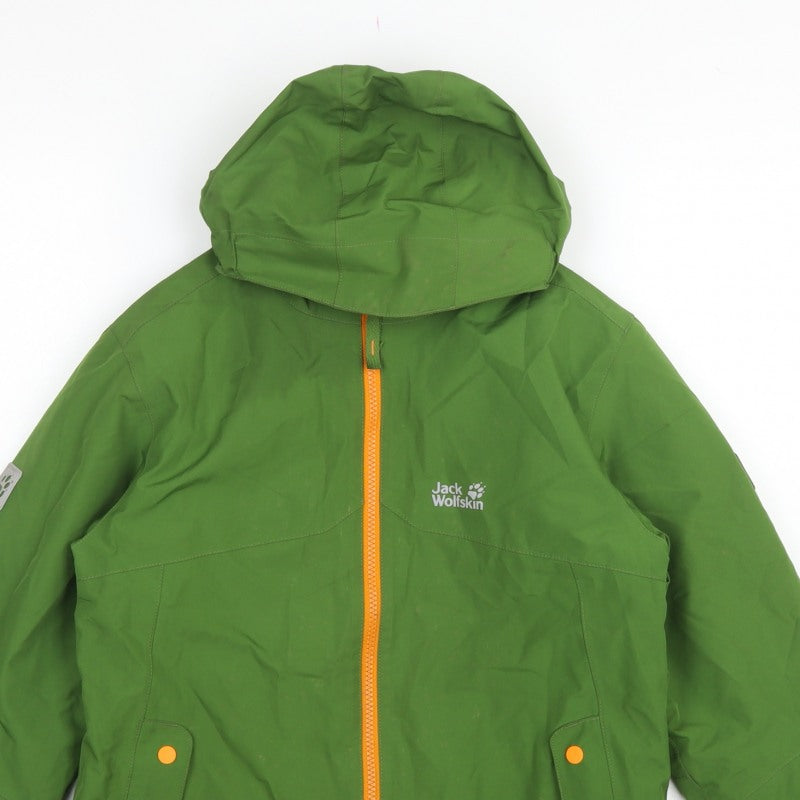 Jack Wolfskin Boys Green Hooded Jacket UK 9-10 Years Fleece Lined