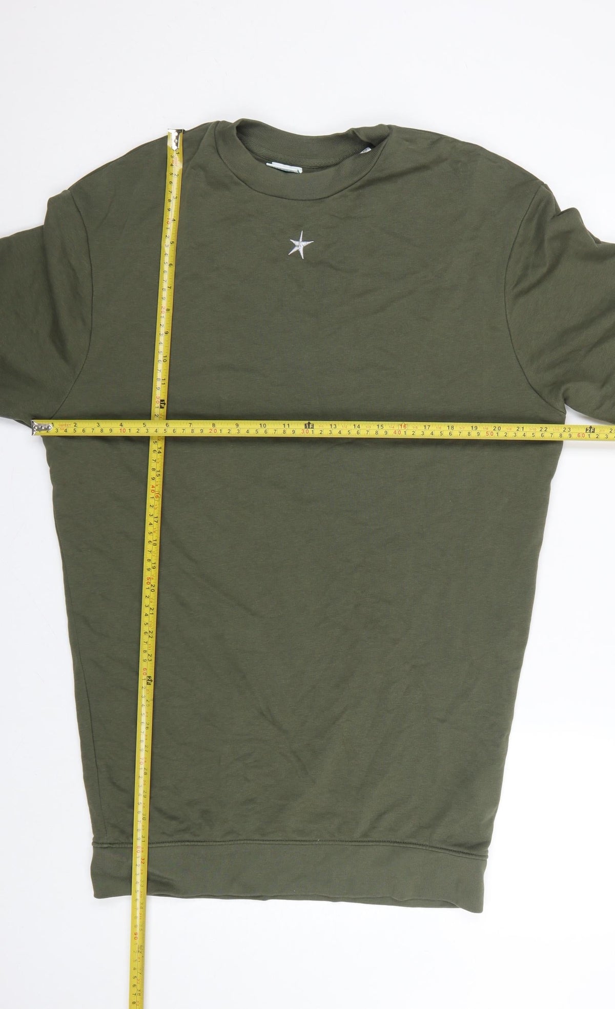 Emma Warren Women Green XS Star Embroidered French Terry Jumper Dress