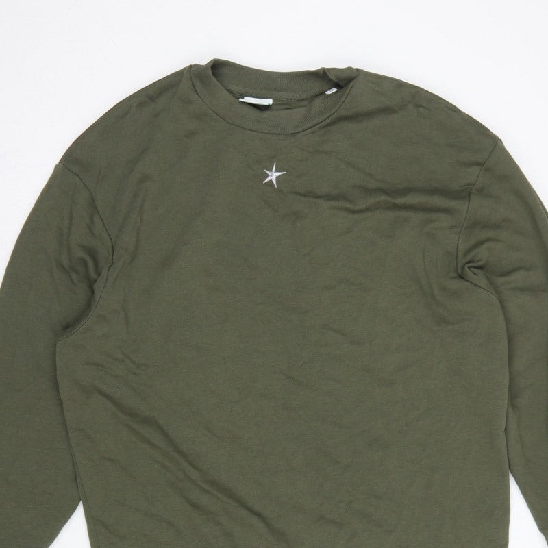 Emma Warren Women Green XS Star Embroidered French Terry Jumper Dress