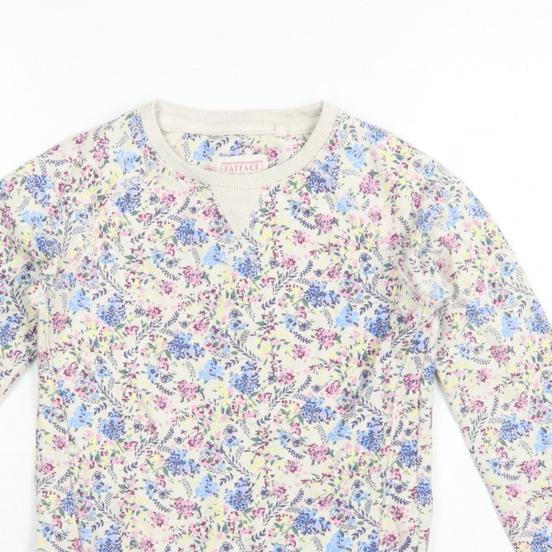 FatFace Girls Multicoloured Floral Sweatshirt 8-9 Years Pullover Crew Neck