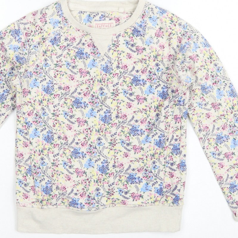 FatFace Girls Multicoloured Floral Sweatshirt 8-9 Years Pullover Crew Neck