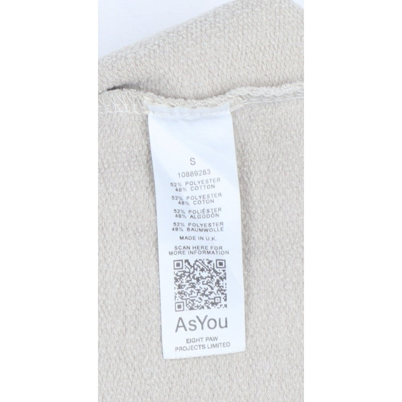 AsYou Men’s Beige Small Crew Neck Logo Pullover Sweatshirt