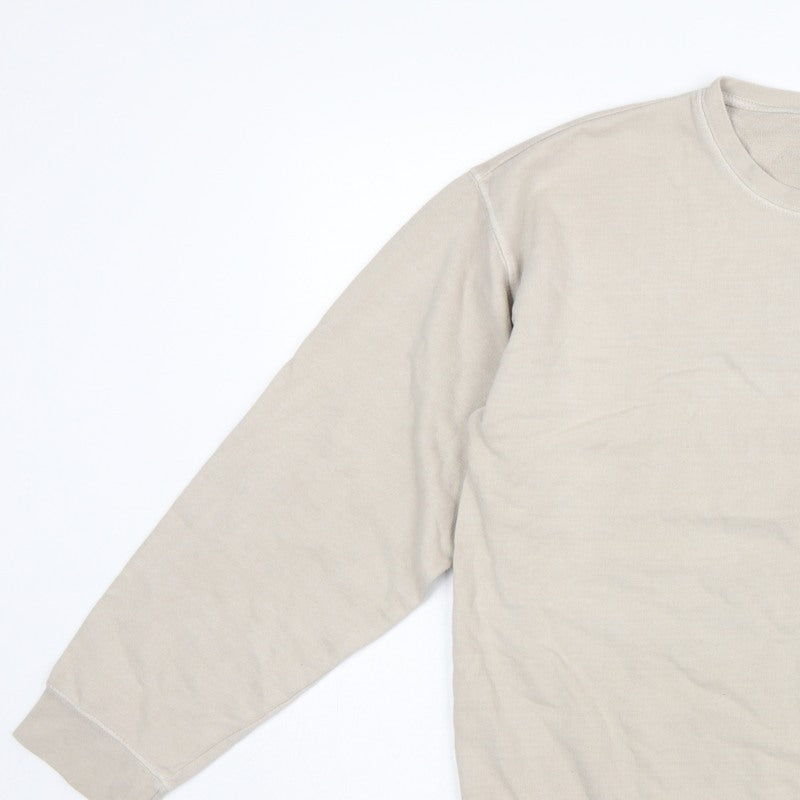 AsYou Men’s Beige Small Crew Neck Logo Pullover Sweatshirt
