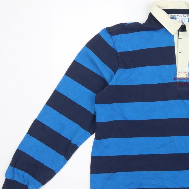 Rugby World Cup 2019 Men’s Blue Striped Long Sleeve Polo M