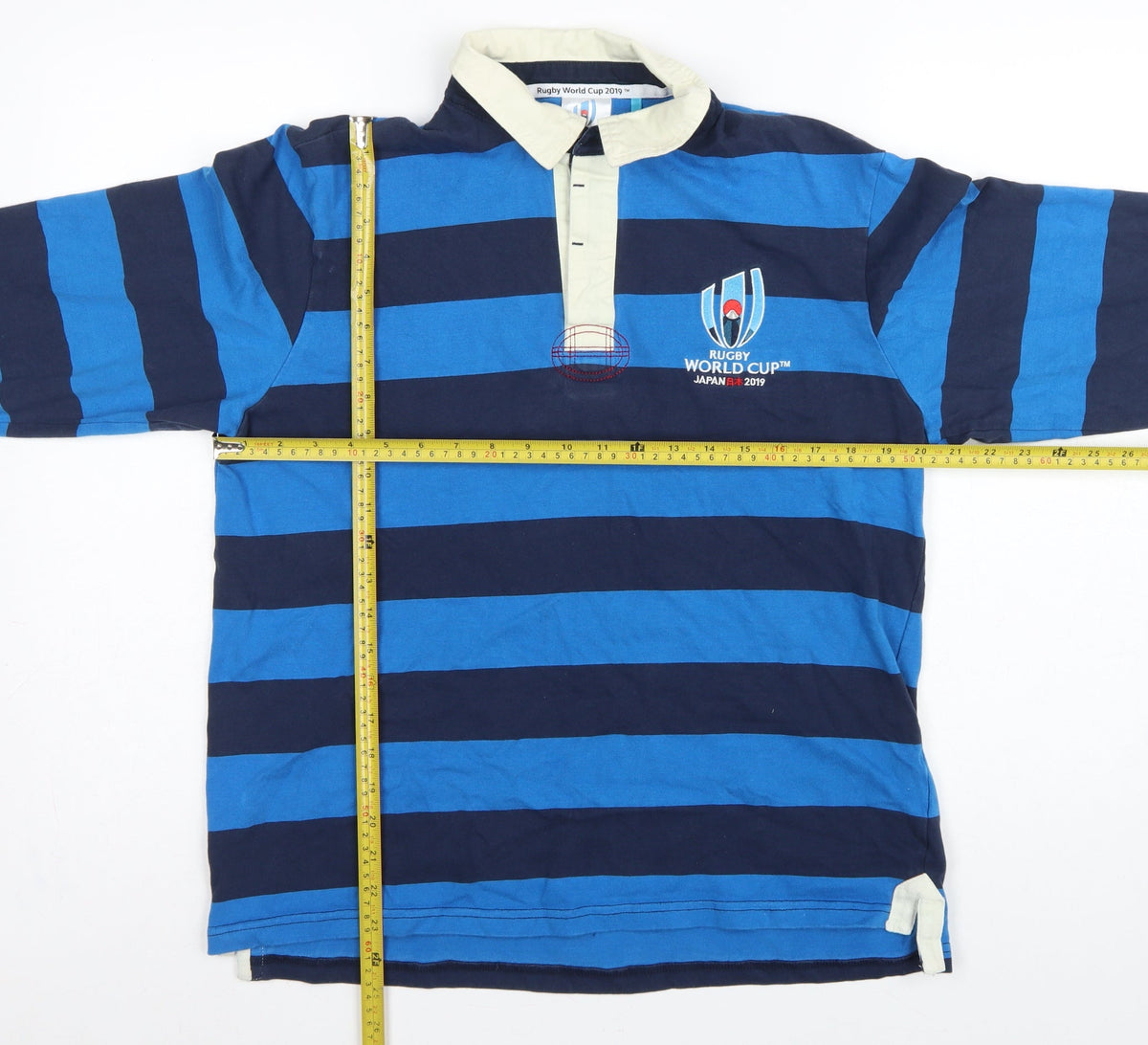 Rugby World Cup 2019 Men’s Blue Striped Long Sleeve Polo M