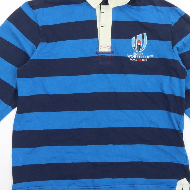 Rugby World Cup 2019 Men’s Blue Striped Long Sleeve Polo M