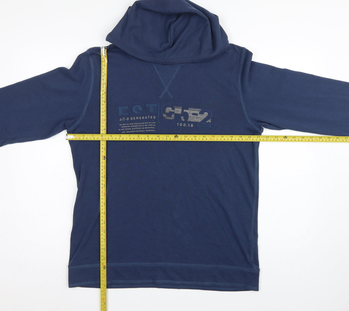 Esprit Men's Blue L Graphic Logo Hooded Pullover Sweatshirt