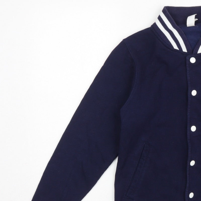 Just Hoods Unisex Adults Blue XS Varsity Snap Cardigan Sweatshirt