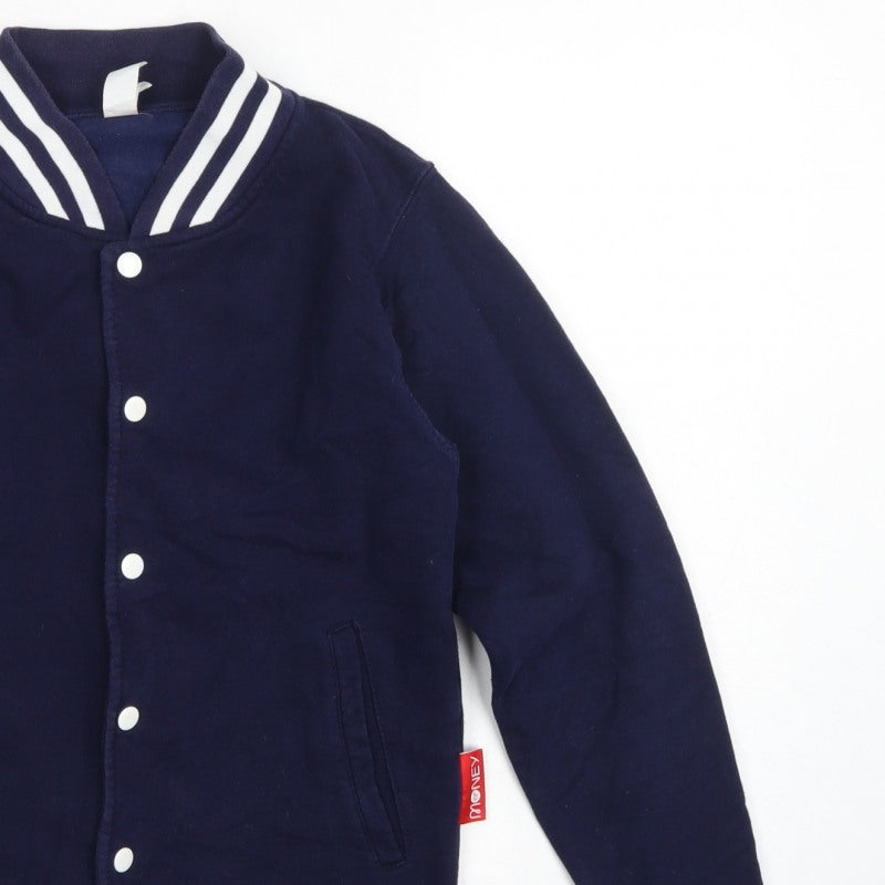 Just Hoods Unisex Adults Blue XS Varsity Snap Cardigan Sweatshirt