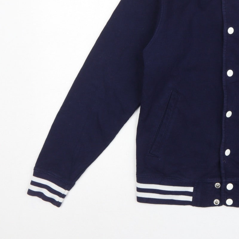Just Hoods Unisex Adults Blue XS Varsity Snap Cardigan Sweatshirt