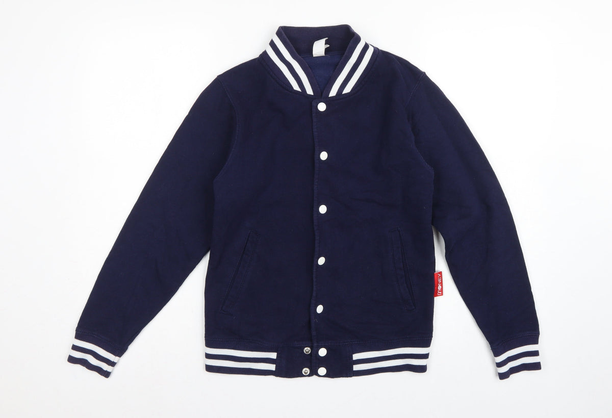 Just Hoods Unisex Adults Blue XS Varsity Snap Cardigan Sweatshirt