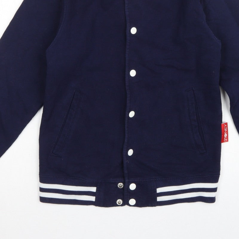 Just Hoods Unisex Adults Blue XS Varsity Snap Cardigan Sweatshirt
