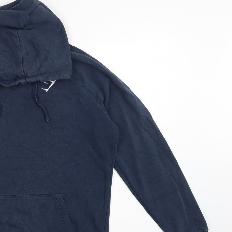 Gymshark Men’s Blue Small Pullover Hoodie Logo Cotton Fleece Sports