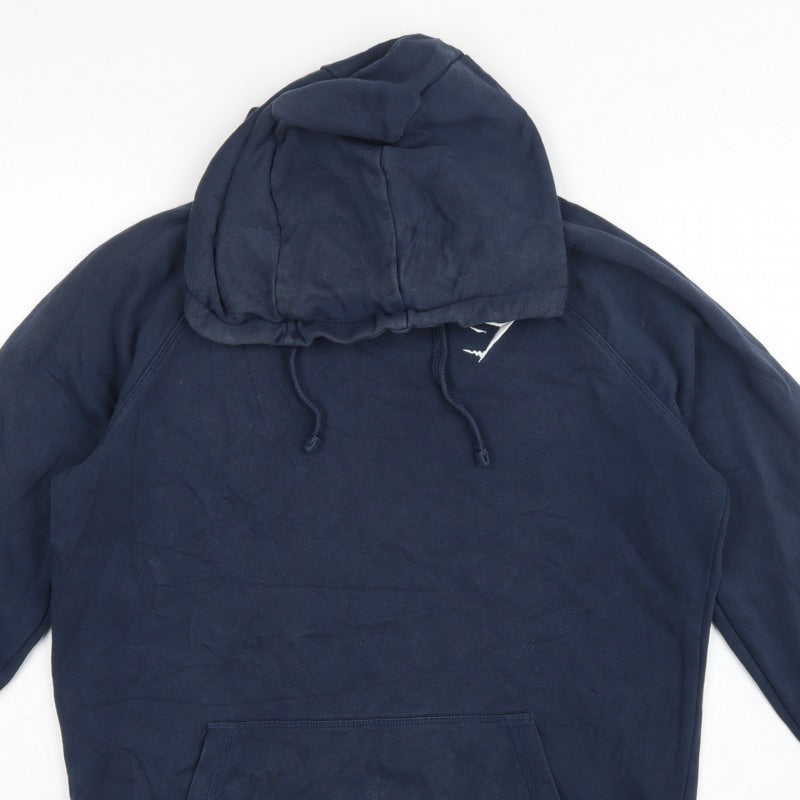Gymshark Men’s Blue Small Pullover Hoodie Logo Cotton Fleece Sports
