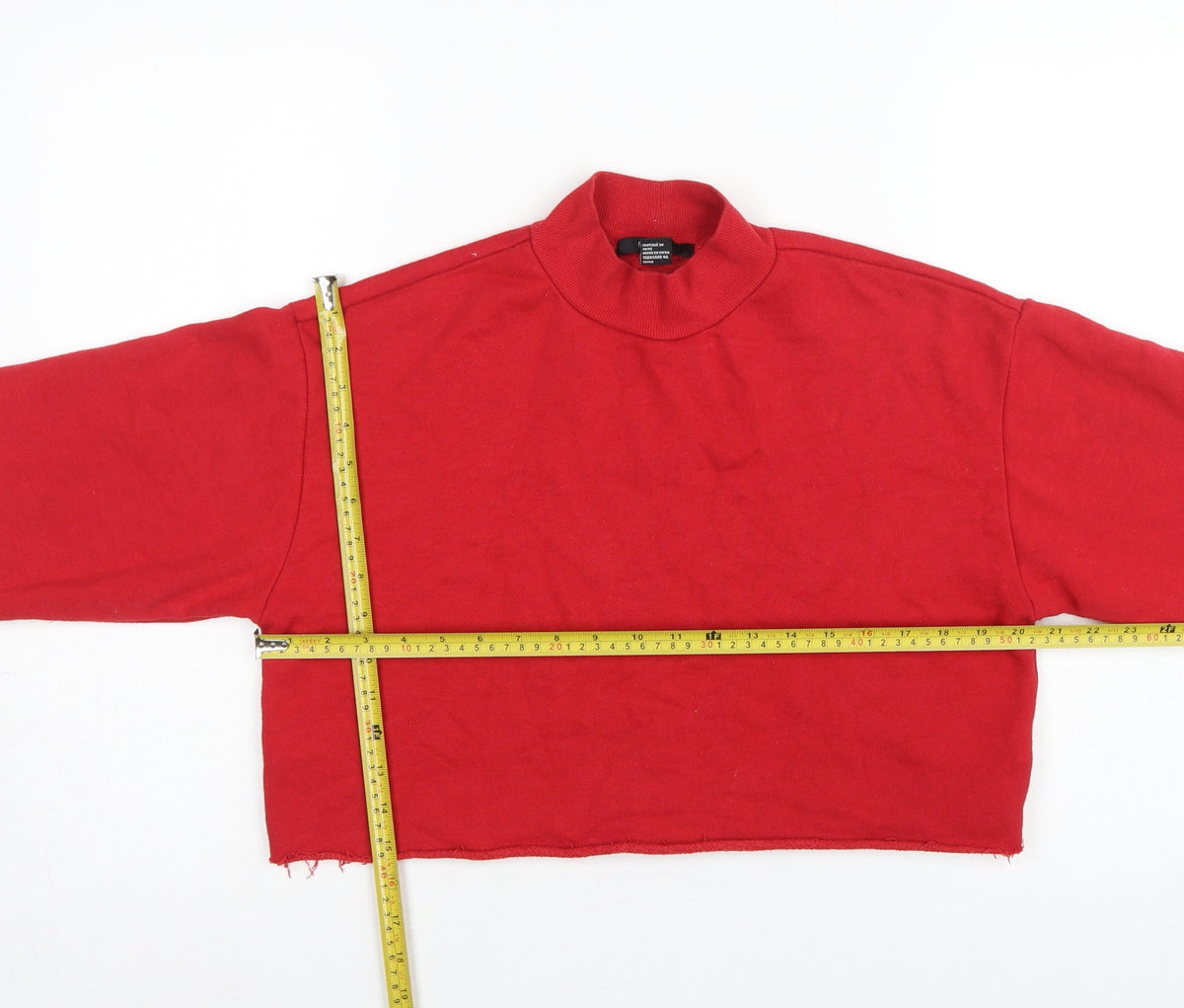 Forever 21 Women Red S USA Logo Cropped High Neck Sweatshirt