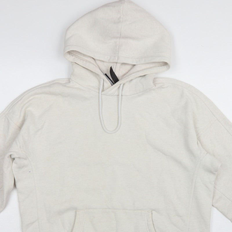 Adidas Women Ivory XS Pullover Hoodie Logo Kangaroo Pocket