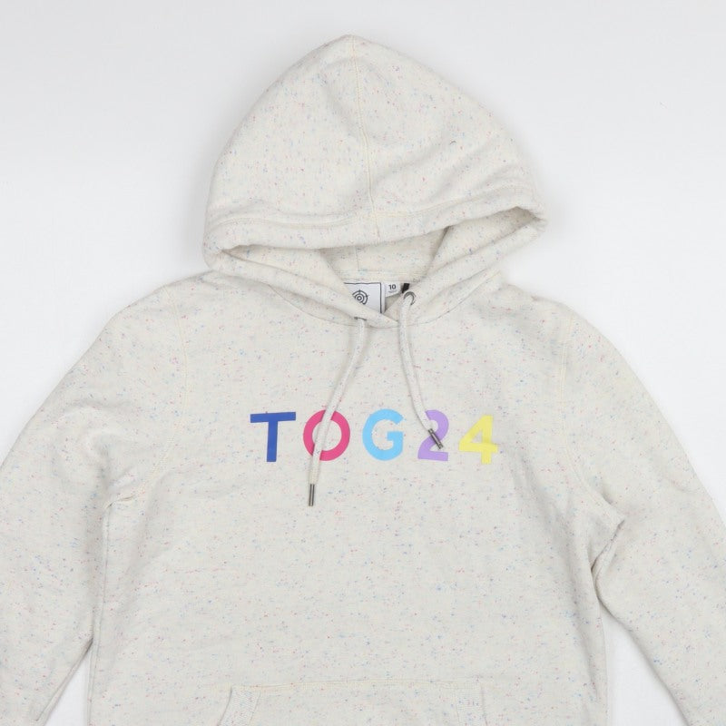 TOG24 Women’s Ivory Speckle Hoodie UK 10 Pullover Logo Pocket