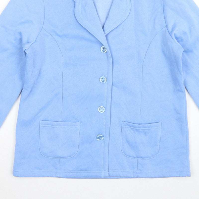 Damart Women Blue UK 16 Fleece Jacket Button Front Pockets