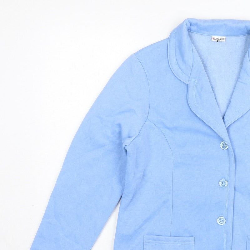 Damart Women Blue UK 16 Fleece Jacket Button Front Pockets