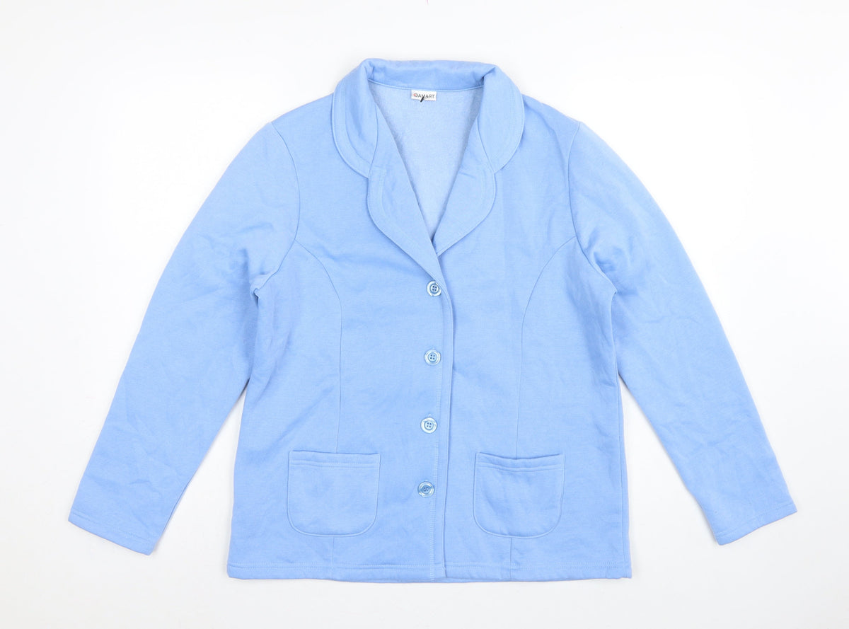 Damart Women Blue UK 16 Fleece Jacket Button Front Pockets
