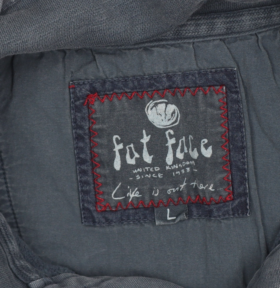 Fat Face Men’s Blue L Collared Henley Sweatshirt Embroidered Logo