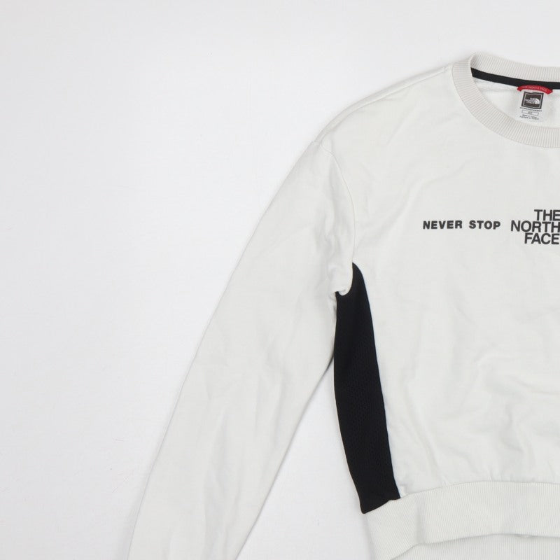 The North Face Women White S Pullover Sweatshirt Logo Colourblock Fleece
