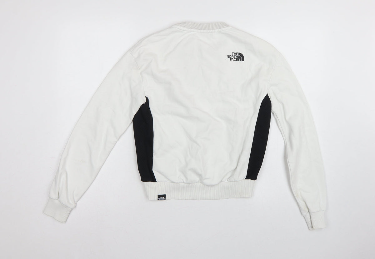 The North Face Women White S Pullover Sweatshirt Logo Colourblock Fleece