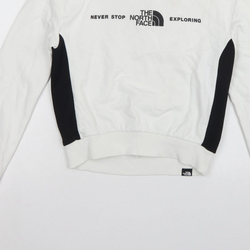 The North Face Women White S Pullover Sweatshirt Logo Colourblock Fleece