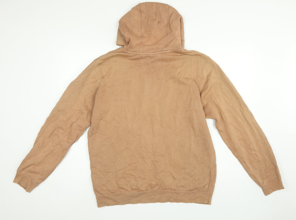 Nike Men’s Beige Large Pullover Hoodie Logo Fleece Pocket