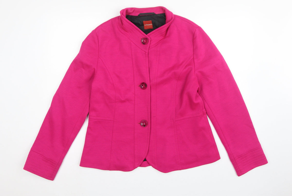 Olsen Women’s Pink UK 16 Tailored Lined 3 Button Blazer Jacket