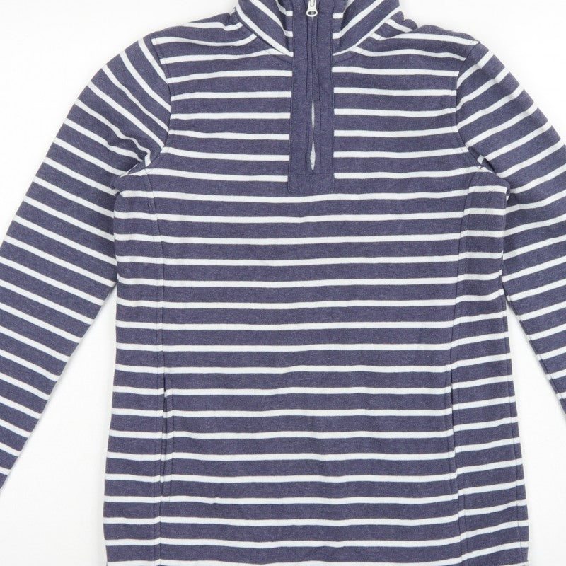 Mountain Warehouse Women’s Blue Stripe Half Zip Fleece Sweatshirt UK 8