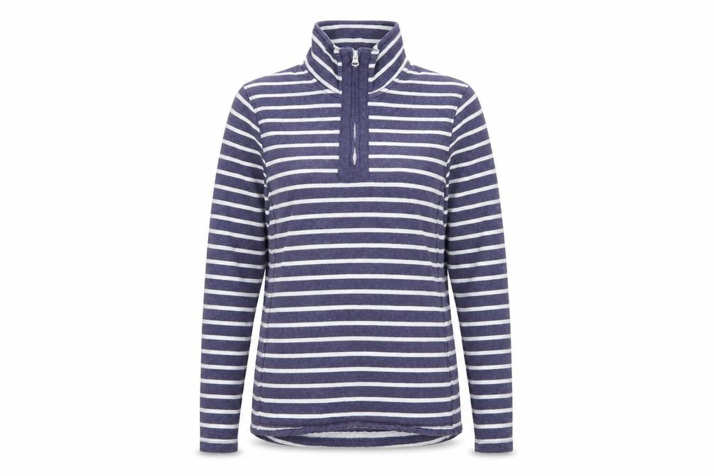 Mountain Warehouse Women’s Blue Stripe Half Zip Fleece Sweatshirt UK 8