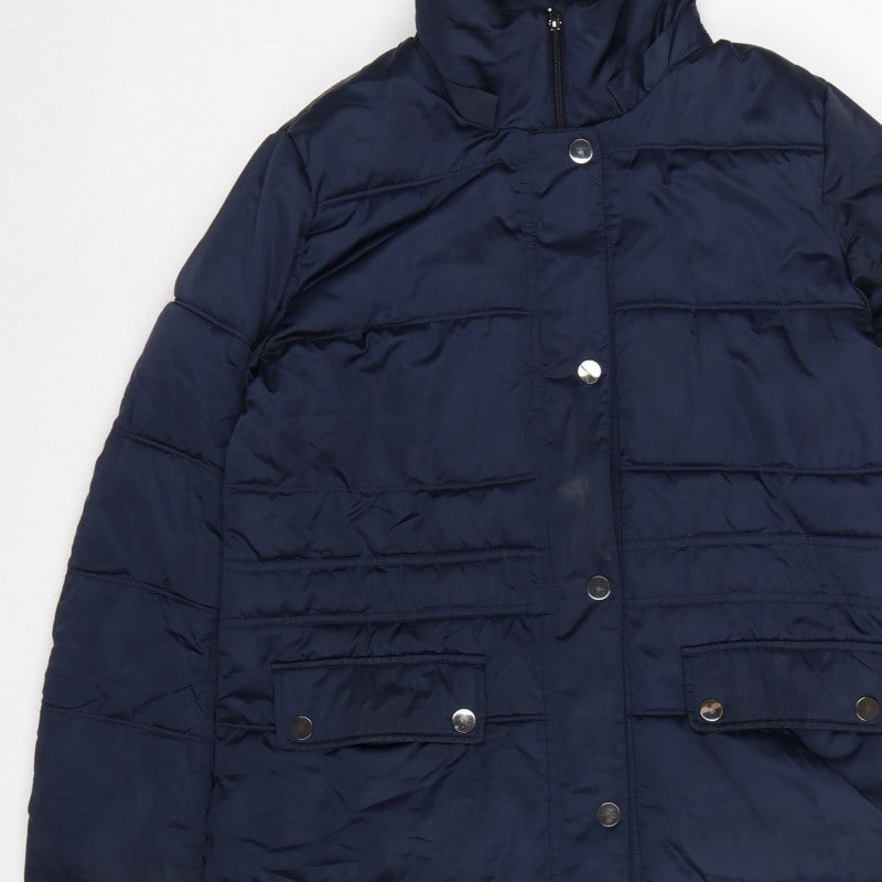 Centigrade Women Blue S Long Puffer Quilted Polyester Coat