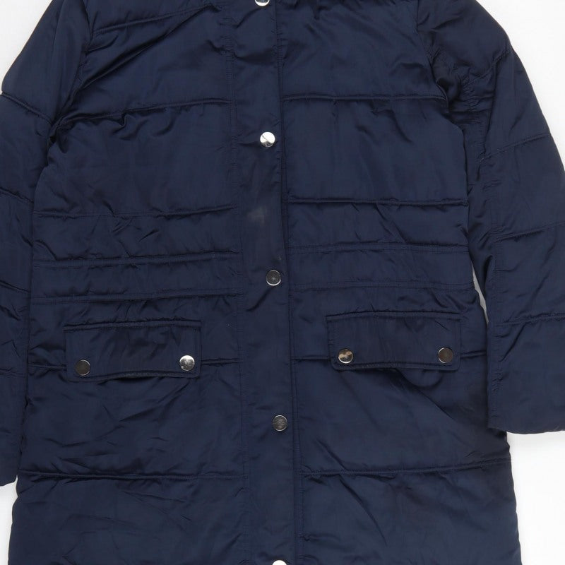 Centigrade Women Blue S Long Puffer Quilted Polyester Coat