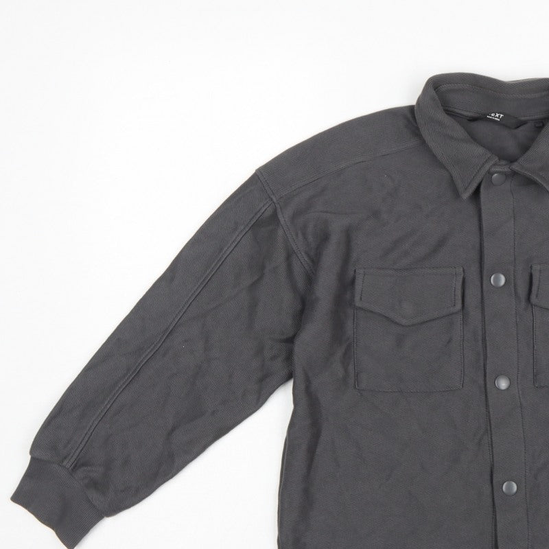 Next Boys Grey 9 Years Basic Button-Up Long Sleeve Cotton Shirt